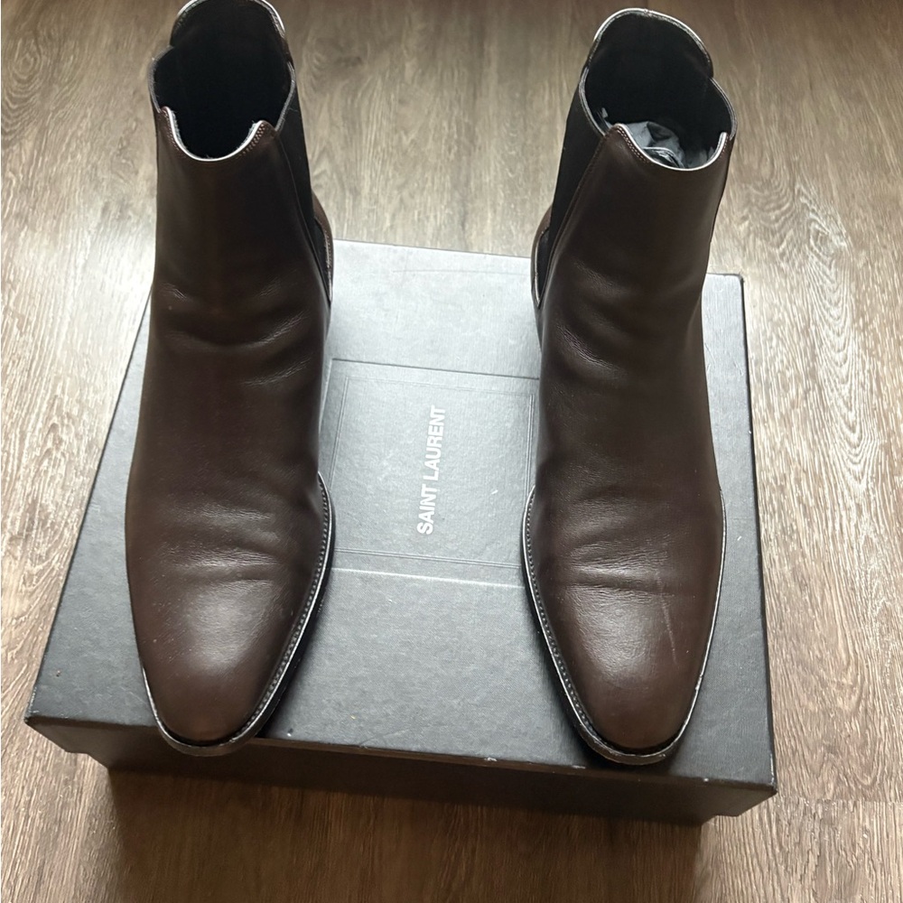 Yves Saint Laurent Dark Brown Leather Boots made in Italia
